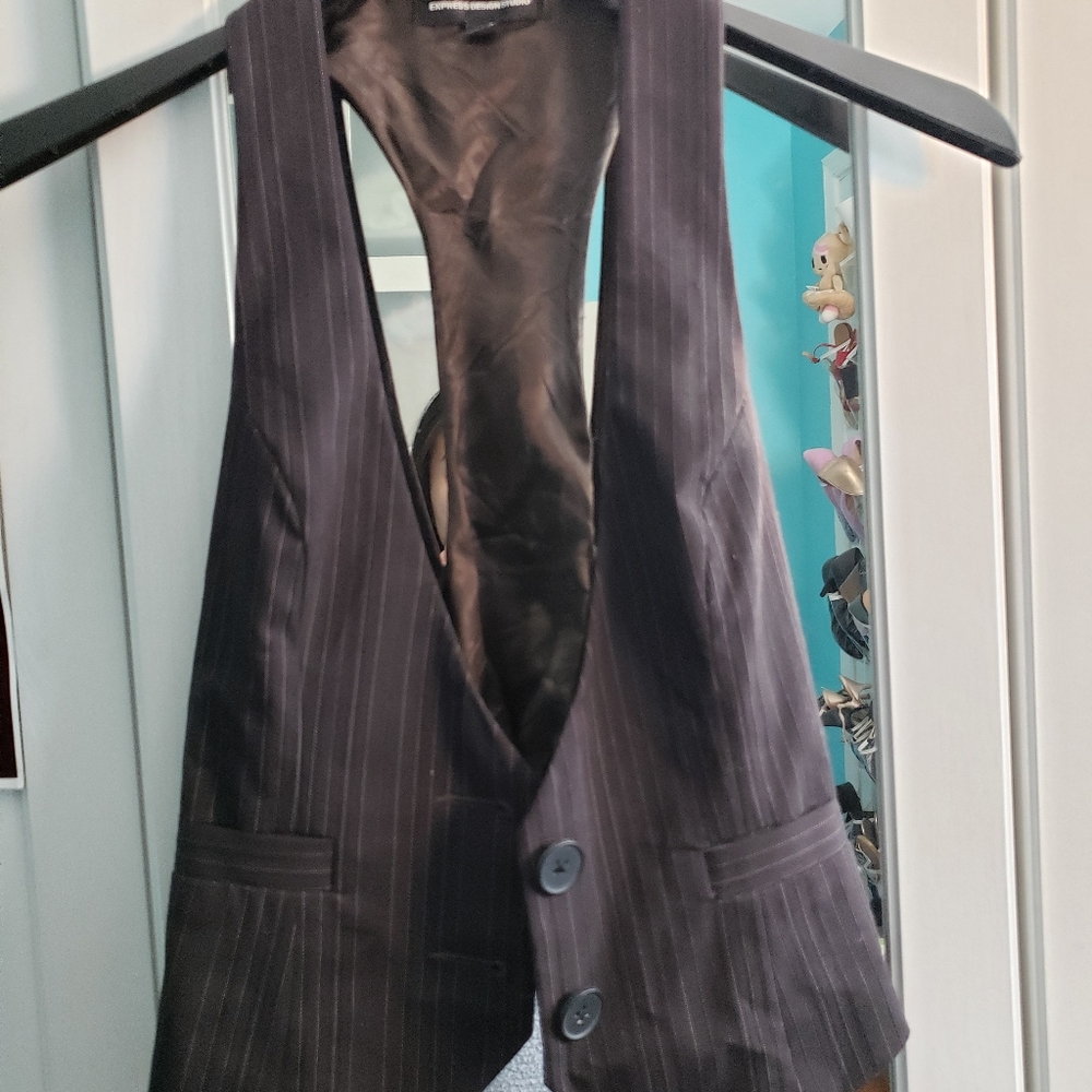 Express brown pinstripe vest